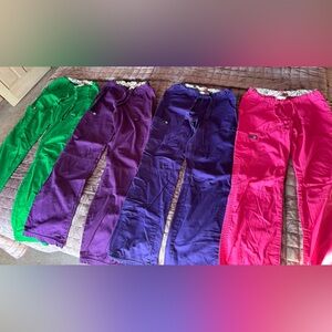 Koi Women’s Bright Color Cargo Scrub Pants - Green, Magenta, Purple, Hot Pink!